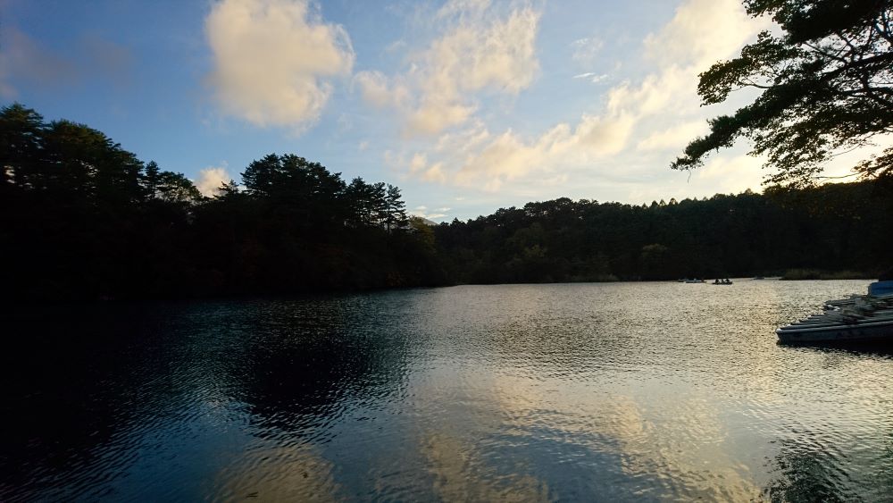 五色沼 夕焼け