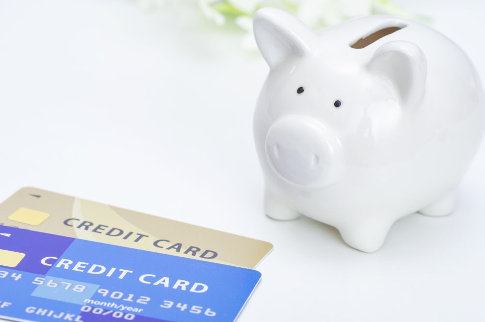クレジットカードとブタの貯金箱